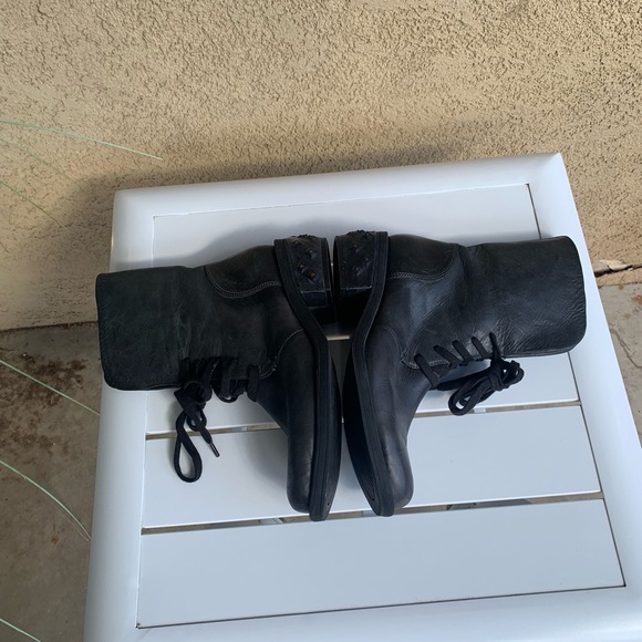 Calvin Klein Jeans black charcoal leather studded moto combat boots size 8.5 - Picture 8 of 15